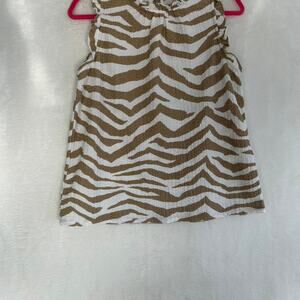 Loft brown & white zebra print tank top with tie detail. Size M